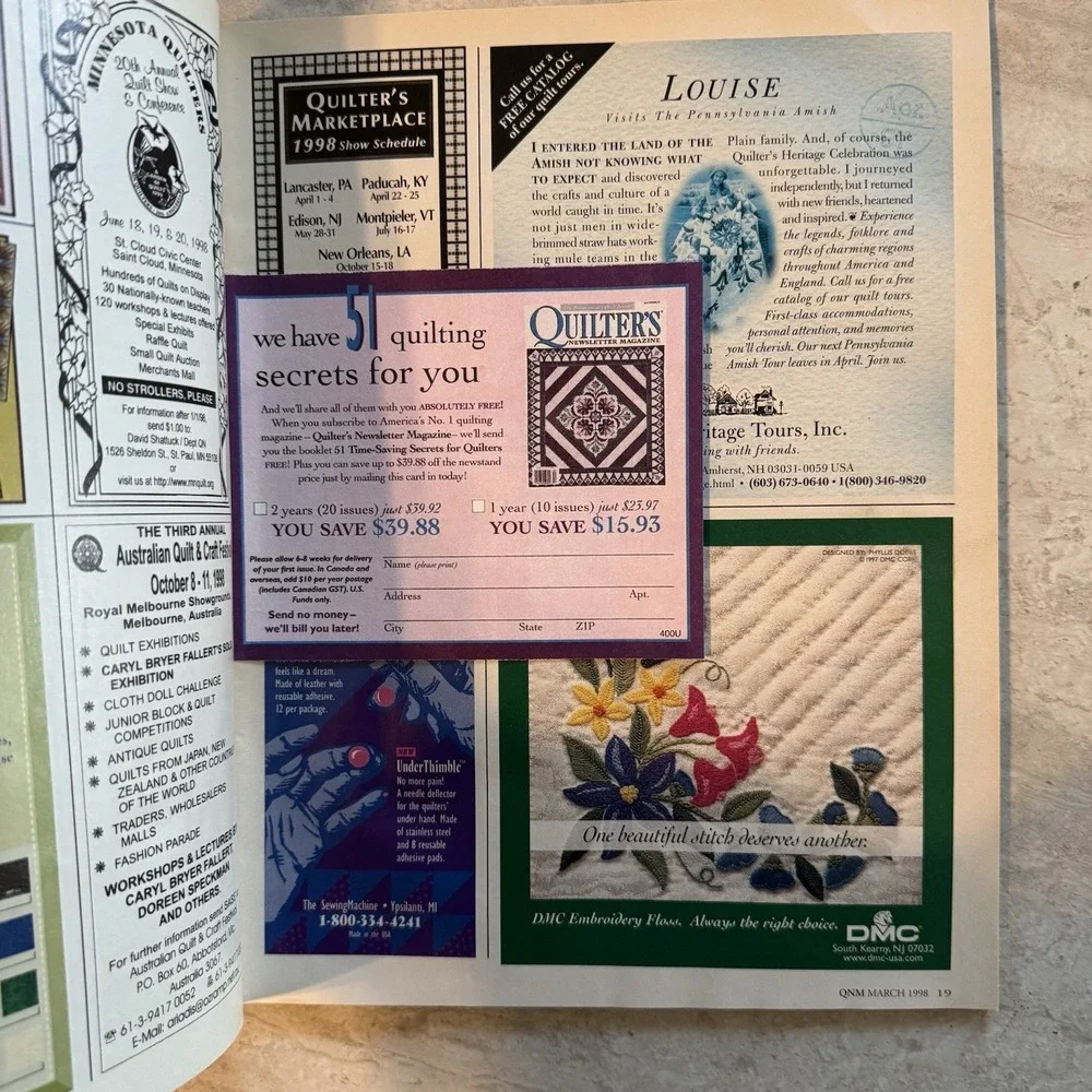 Quilter's Newsletter Magazine March 1998 -‎ #300 Vintage Grannycore